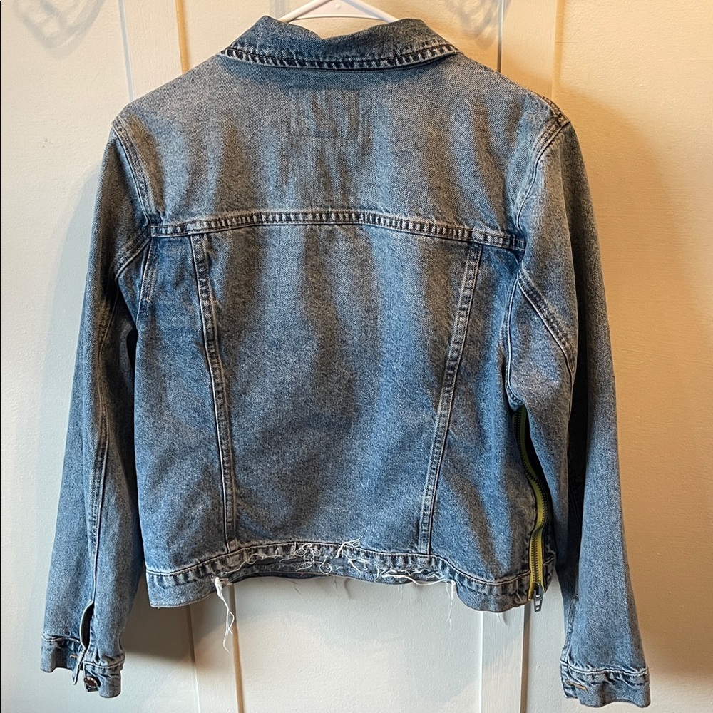 Denim Jacket with Frayed Hem - Picture 6 of 7